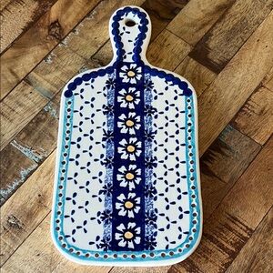 Wiza Polish Pottery Daisy Floral Ceramic Cutting Board